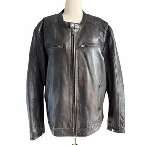First Classics Men’s Black Leather Motorcycle Jacket XXL Authentic Riding Gear